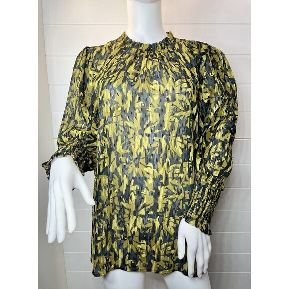 Maison D’Amelie Bishop Sleeve Floral Semi Sheer Regency Blouse XL Whimsigoth - Picture 3 of 15